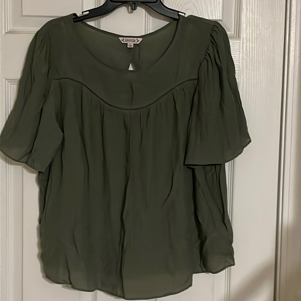 Olive green blouse. Size large.